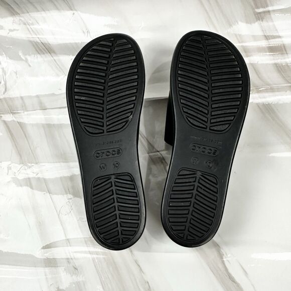 Crocs Brooklyn Slide On Wedge Platform Black Open Toe Sandals Women Size 10 - Picture 12 of 13